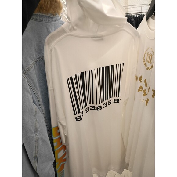 VETEMENTS 22SS Back to the Future Front Logo Print Long Sleeve Shirt Hood white - Picture 5 of 10
